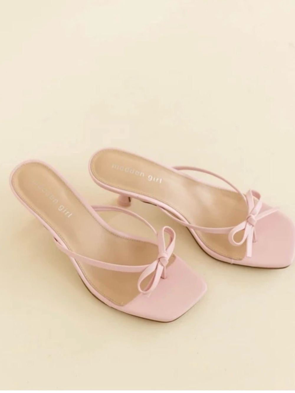 Madden Girl Pale Pink Bow Kitten Heel Sandals